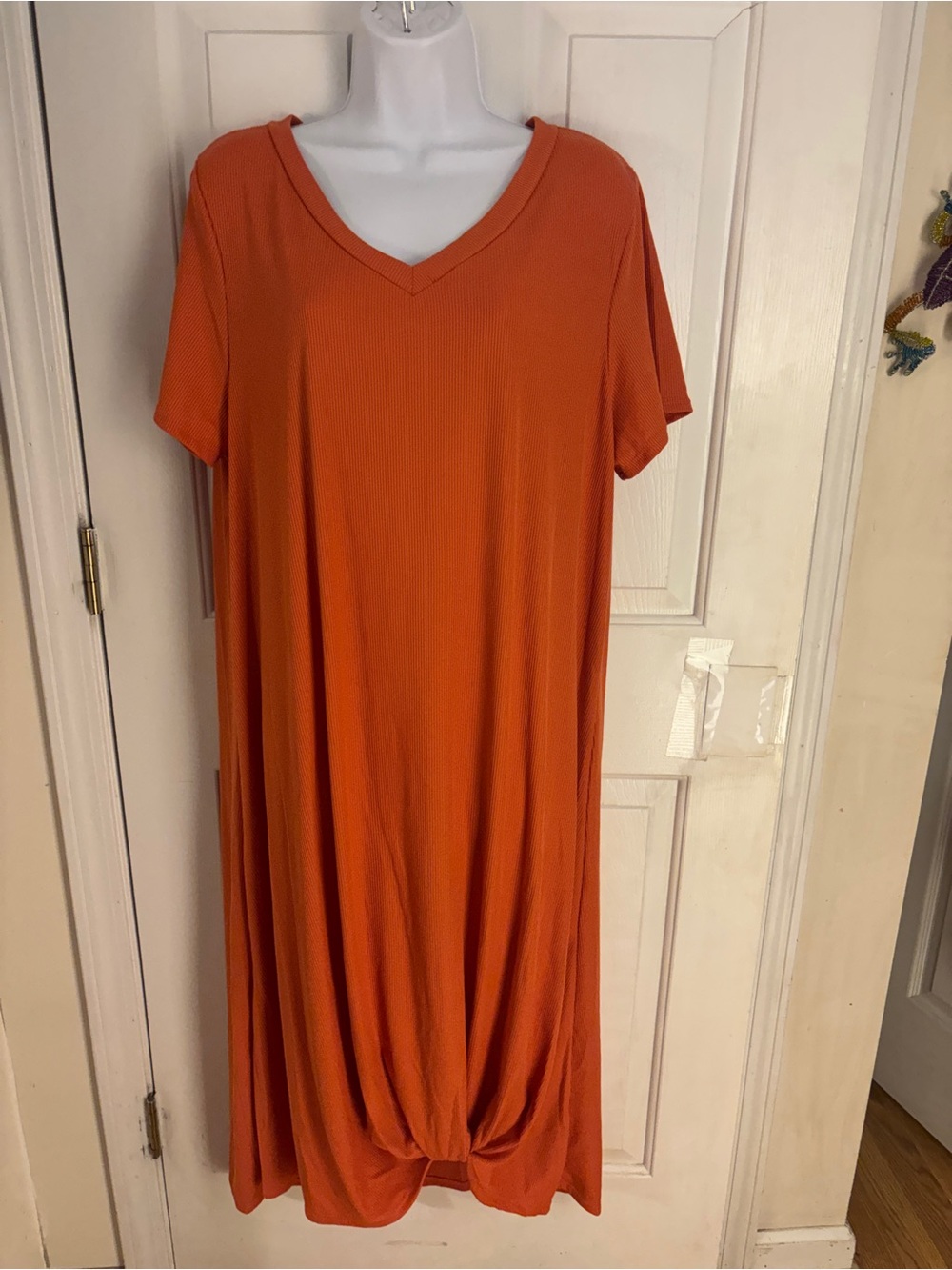 Women's Orange V-Neck Maxi Dress